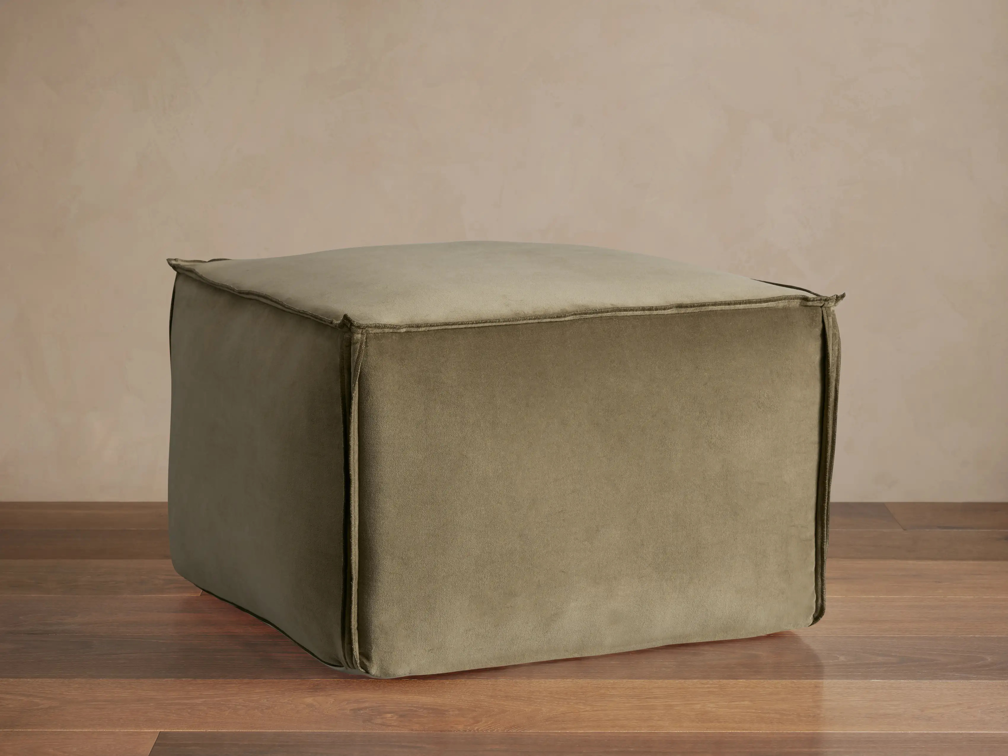 Washed Velvet Pouf | Arhaus