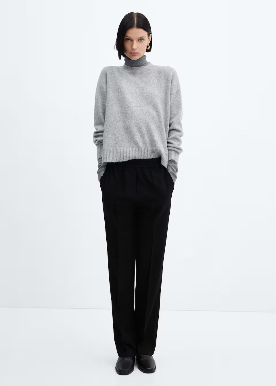 Elastic-waist straight pants -  Women | Mango USA | MANGO (US)