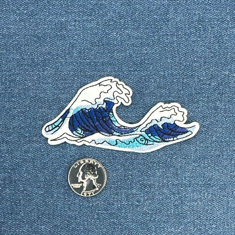 Ocean Waves Iron on Patch - Etsy | Etsy (US)