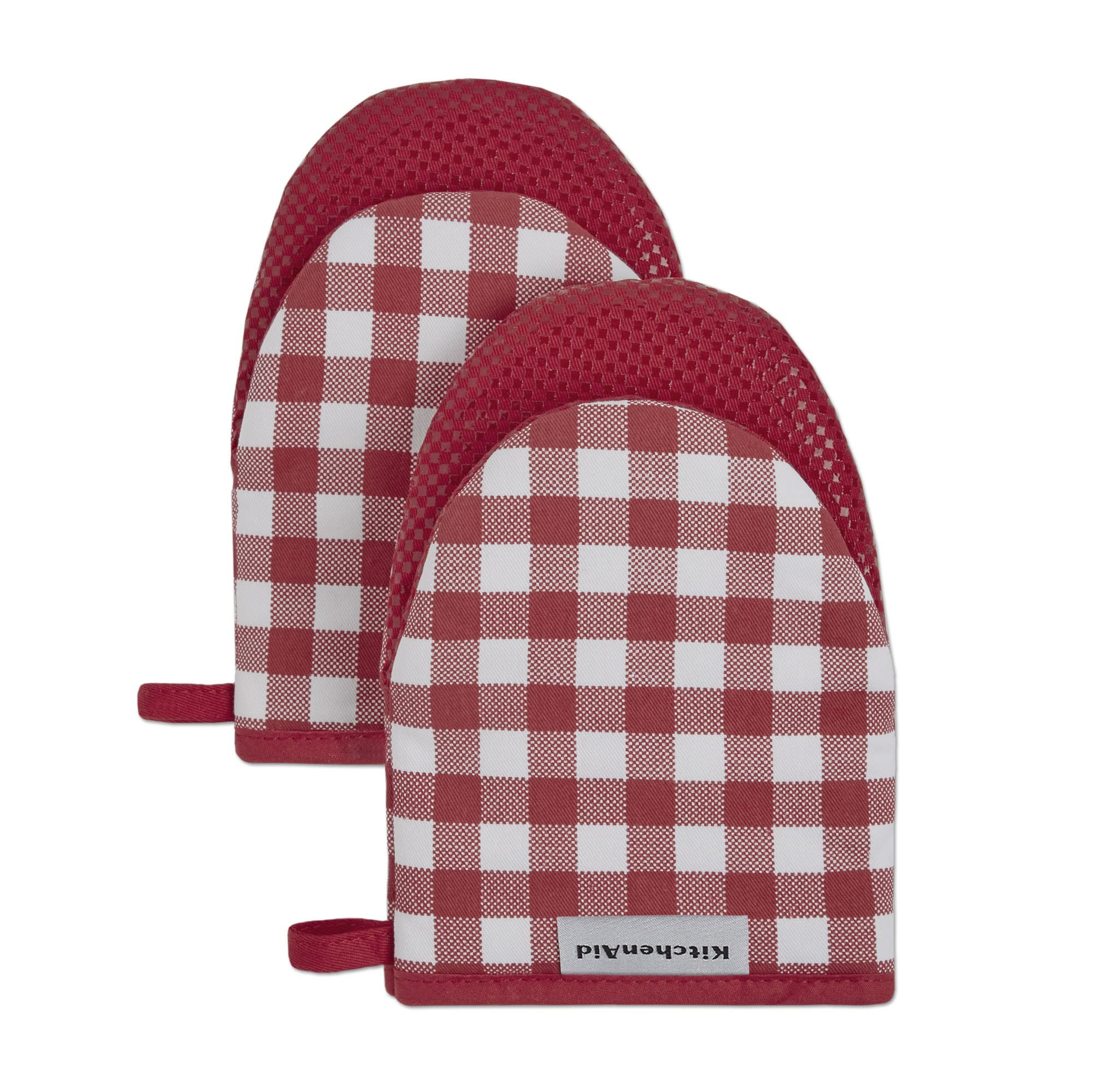 KitchenAid Gingham Cotton Mini Oven Mitt 2-Pack Set, Passion Red, 5.5"x8" | Amazon (US)