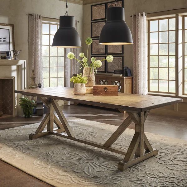 Paloma Rustic Reclaimed Wood Rectangular Trestle Farm Table by iNSPIRE Q Artisan - Brown | Overst... | Bed Bath & Beyond