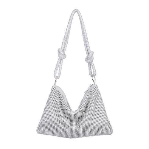 Aethland Silver Rhinestone Purse, Silver Clutch Bag For Women, Evening Bag Glitter Sparkly Mini Handbags for Prom, Party, Wedding, Gala | Amazon (US)