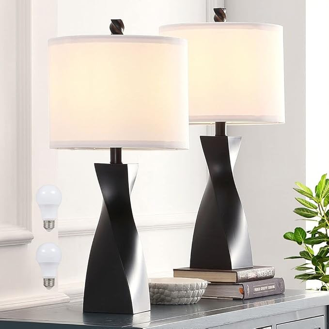Table Lamp for Bedroom Living Room End Tables Set of 2,23.5" Black Bedroom Bedside Table Lamps fo... | Amazon (US)