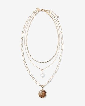 Pendant Pearl Layered Paperclip Necklace | Express