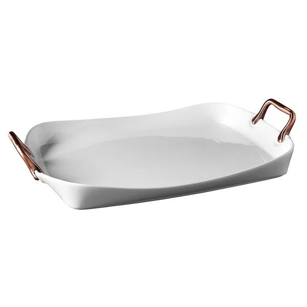 Denmark White Serving Tray with Copper Handles | Kohl's