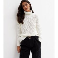 Blue Vanilla Off White Cable Knit Roll Neck Jumper New Look | New Look (UK)