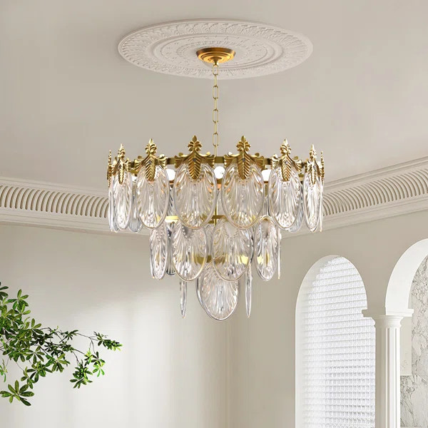 Benigno Mid-Century Modern 8 - Light Glass Tiered Chandelier Dimmable | Wayfair North America