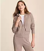 Lou & Grey Heathered Waffle Cloudstitch Zip Hoodie | LOFT