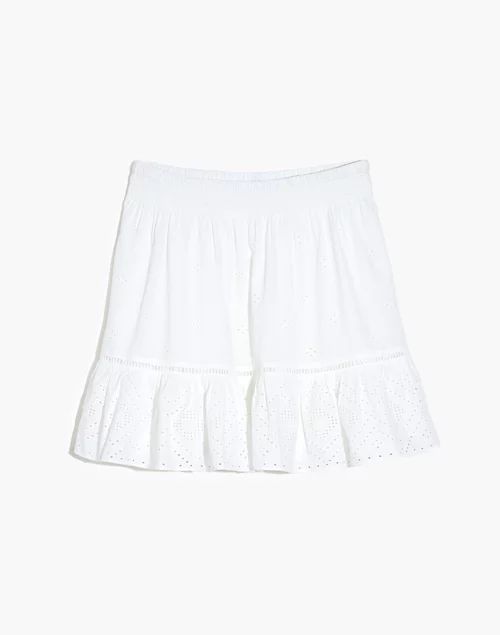 Embroidered Smock-Waist Ruffle Mini Skirt | Madewell