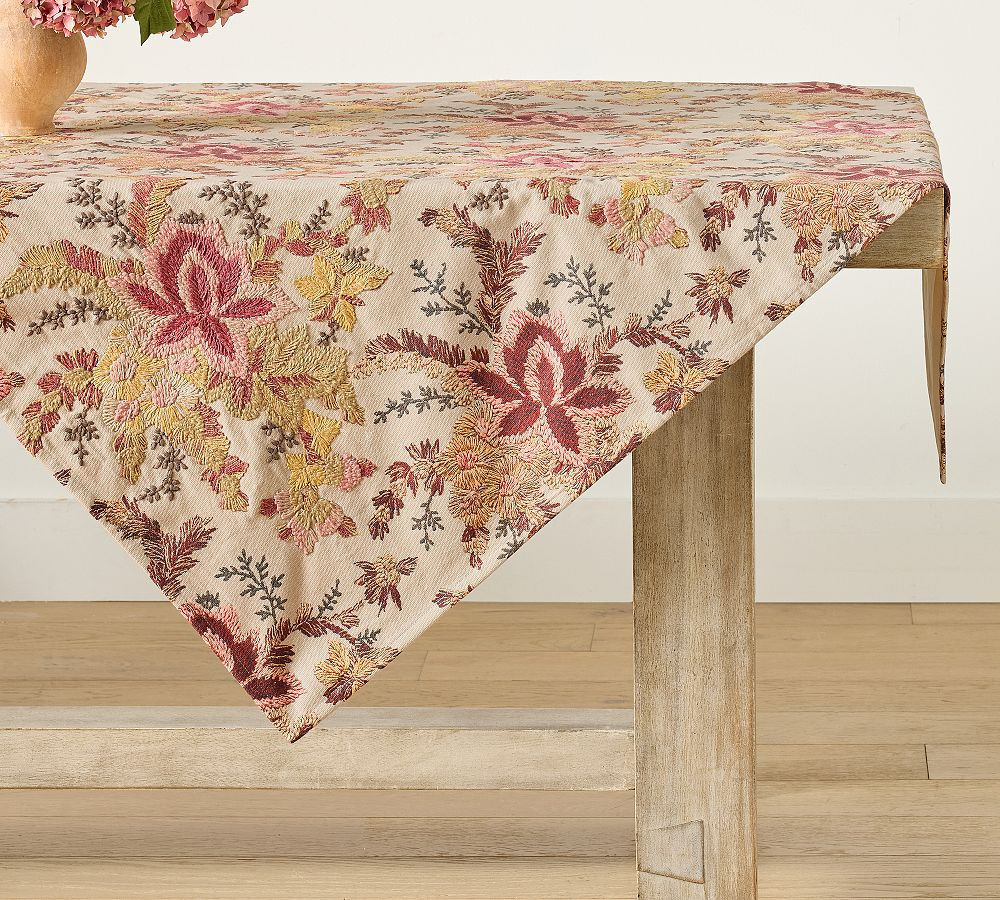 Emrys Embroidered Cotton Table Throw - Multi | Pottery Barn (US)