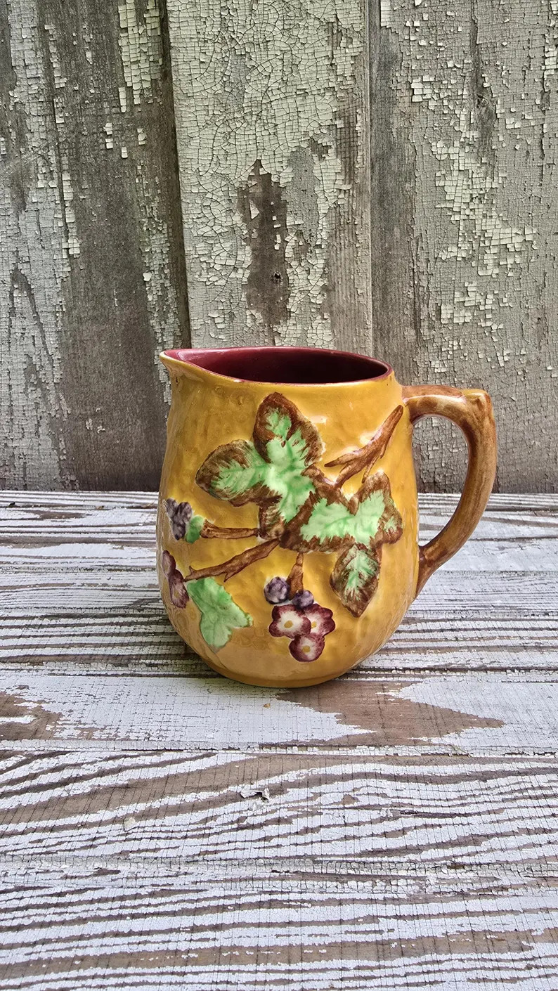 Antique Shorter & Son Cream Pitcher, England, Floral Relief Jug, Hand Painted Staffordshire Potte... | Etsy (Global)