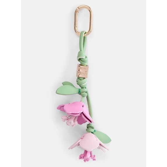 Free Assembly Women's 3D Faux Leather Floral Handbag Charm, Pink | Walmart (US)