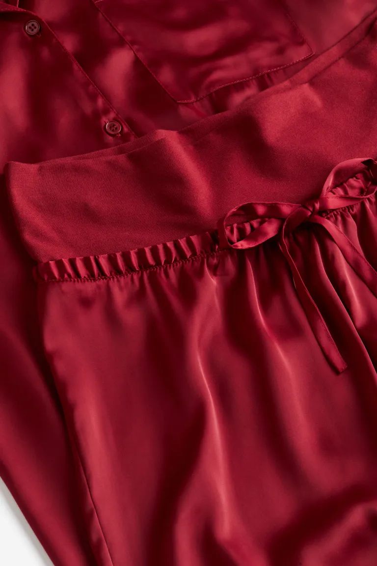 MAMA Pajama Shirt and Pants - Dark red - Ladies | H&M US | H&M (US + CA)