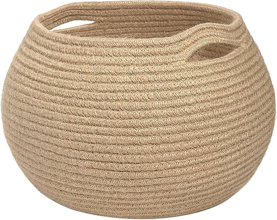 Goodpick Wicker Storage Basket for Living Room, Small Round Woven Basket for Toys, Towel, Bedroom... | Amazon (US)