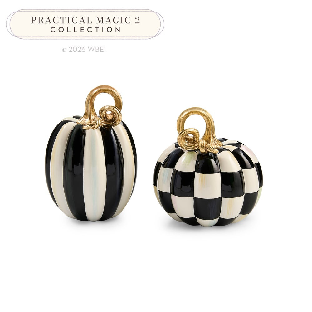 Courtly Check and Stripe Petite Pumpkins, Set of 2 | MacKenzie-Childs