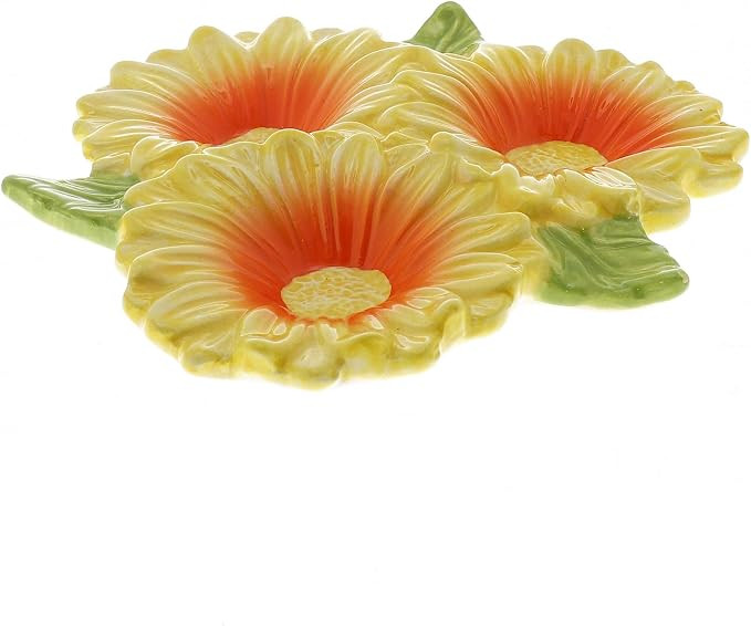 Three Section Snack Dish Sunflower Condiment Dish | Amazon (US)
