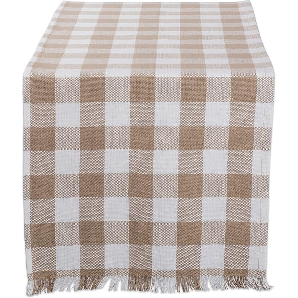 DII Buffalo Check Collection, Classic Farmhouse Table Runner, 14x72", Stone | Amazon (US)
