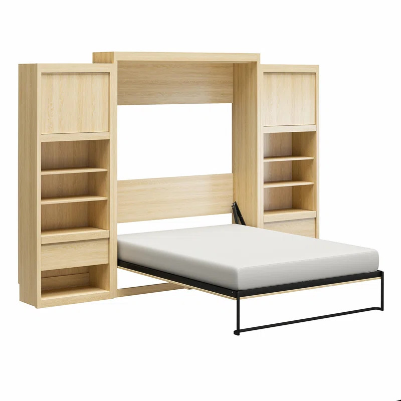 Leechburg Murphy Bed with Side Cabinet Storage | Wayfair North America