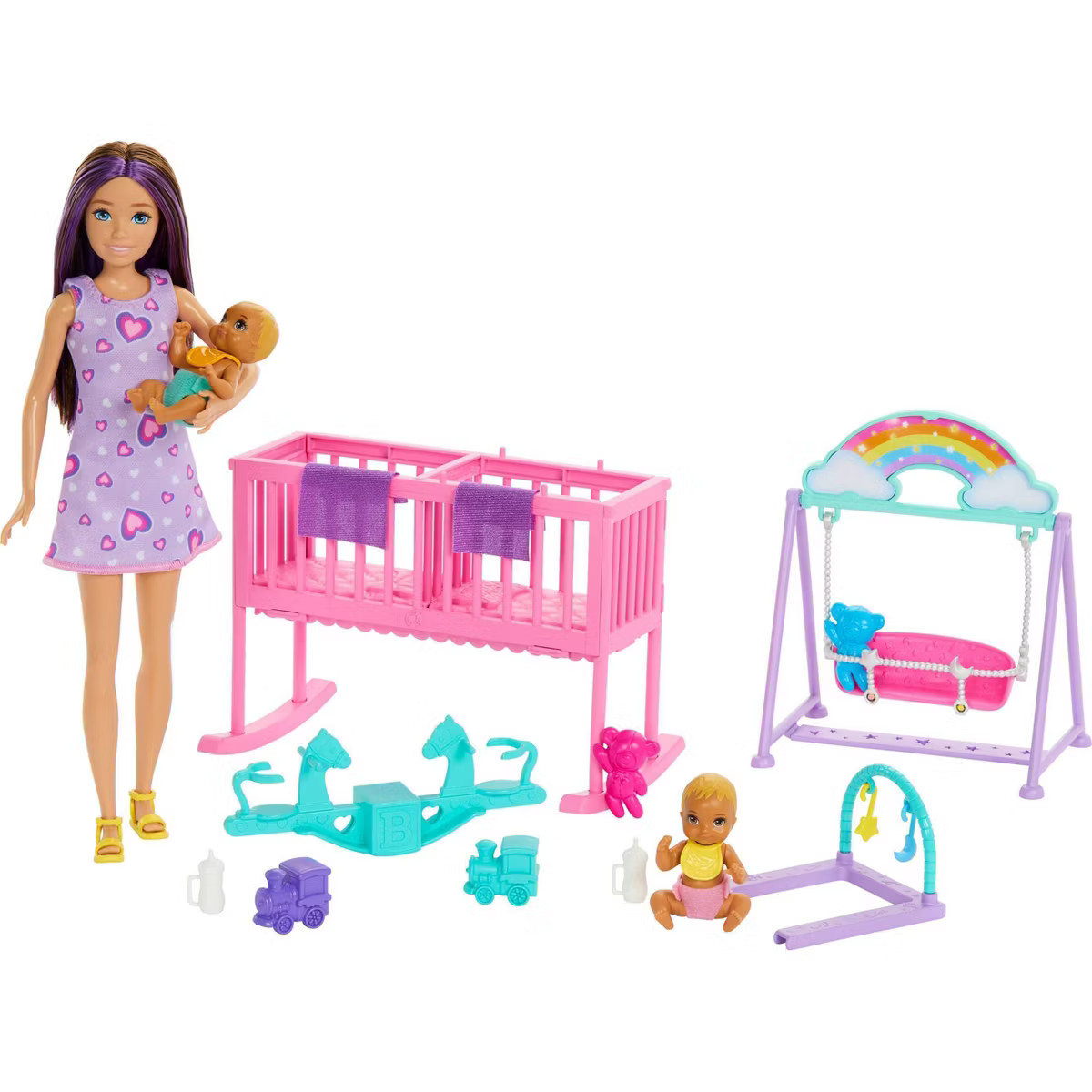 Barbie Skipper Babysitter Doll with Twin Nursery Playset & Accessories Set 17pc | Target