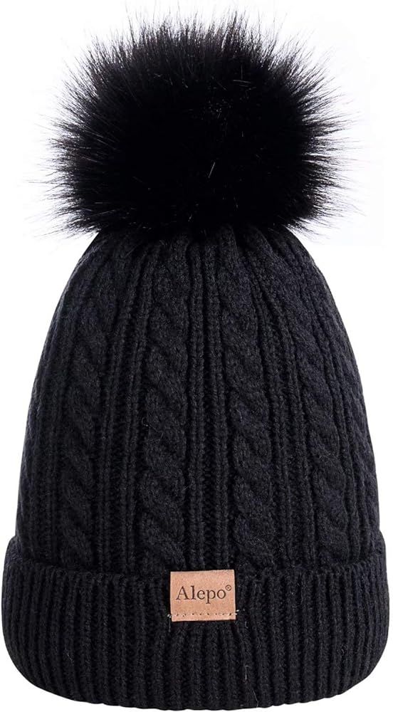 Kids Winter Beanie Hat, Children's Warm Fleece Lined Knit Thick Ski Cap with Pom Pom for Boys Gir... | Amazon (US)