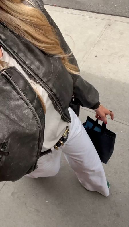 New York City shopping day outfit! Bomber jacket + white denim 
Bomber: wearing size medium
Jeans: run TTS

#LTKSeasonal #LTKstyletip #LTKbeauty