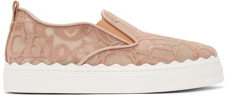 Pink Lace Lauren Slip-On Sneakers | SSENSE