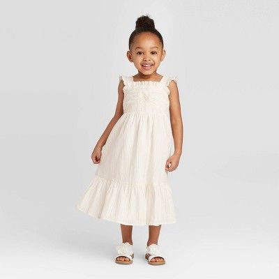 Toddler Girls' Tank Top Striped Bow Dress - art class™ White | Target