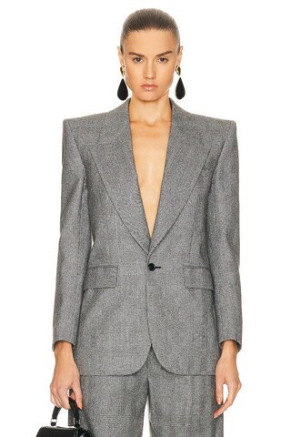 Saint Laurent Tailored Blazer in Grey | FWRD 