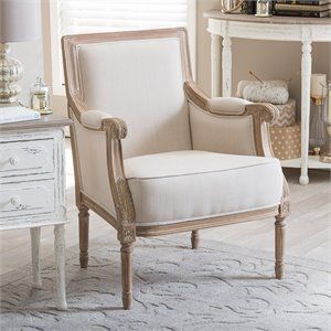 Bowery Hill Traditional French Accent Chair in Light Beige and Brown | Cymax