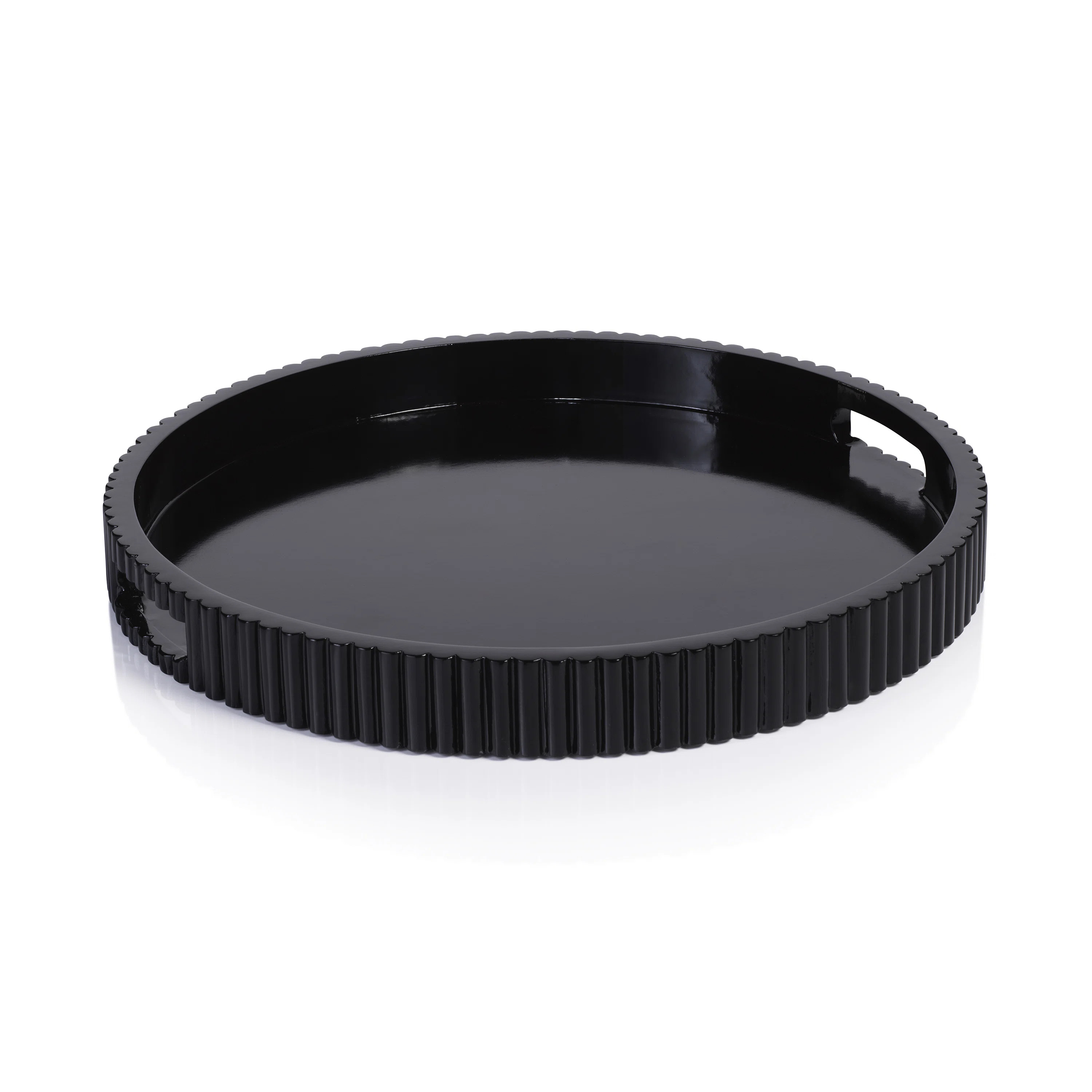 Tivoli Ribbed Lacquered Round Tray | Wayfair North America