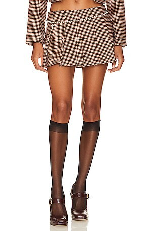 Catalina Mini Skirt in Brown Plaid | Revolve Clothing (Global)