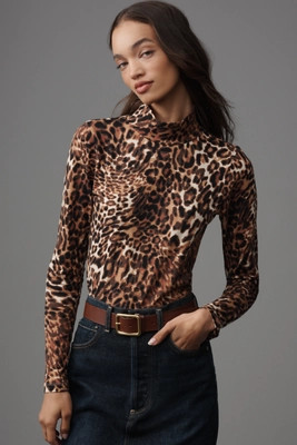 The Hailey Printed Long-Sleeve Turtleneck Top by Maeve | Anthropologie (US)