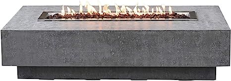Elementi Hampton Outdoor Fire Pit Table 56 Inches Rectangular Firepit Concrete Patio Heater Elect... | Amazon (US)