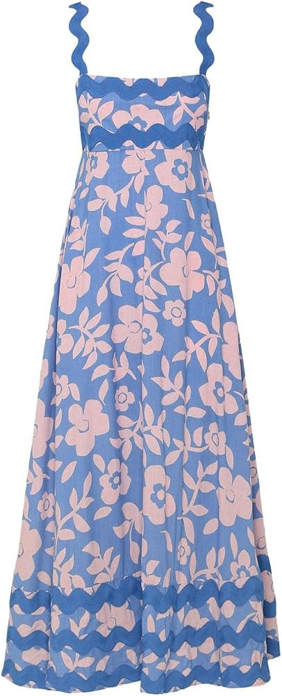 Women Casual Fashion Sleeveless Dress Summer Loose Sexy A Line Prints Dress Beach Vacation Long M... | Amazon (US)