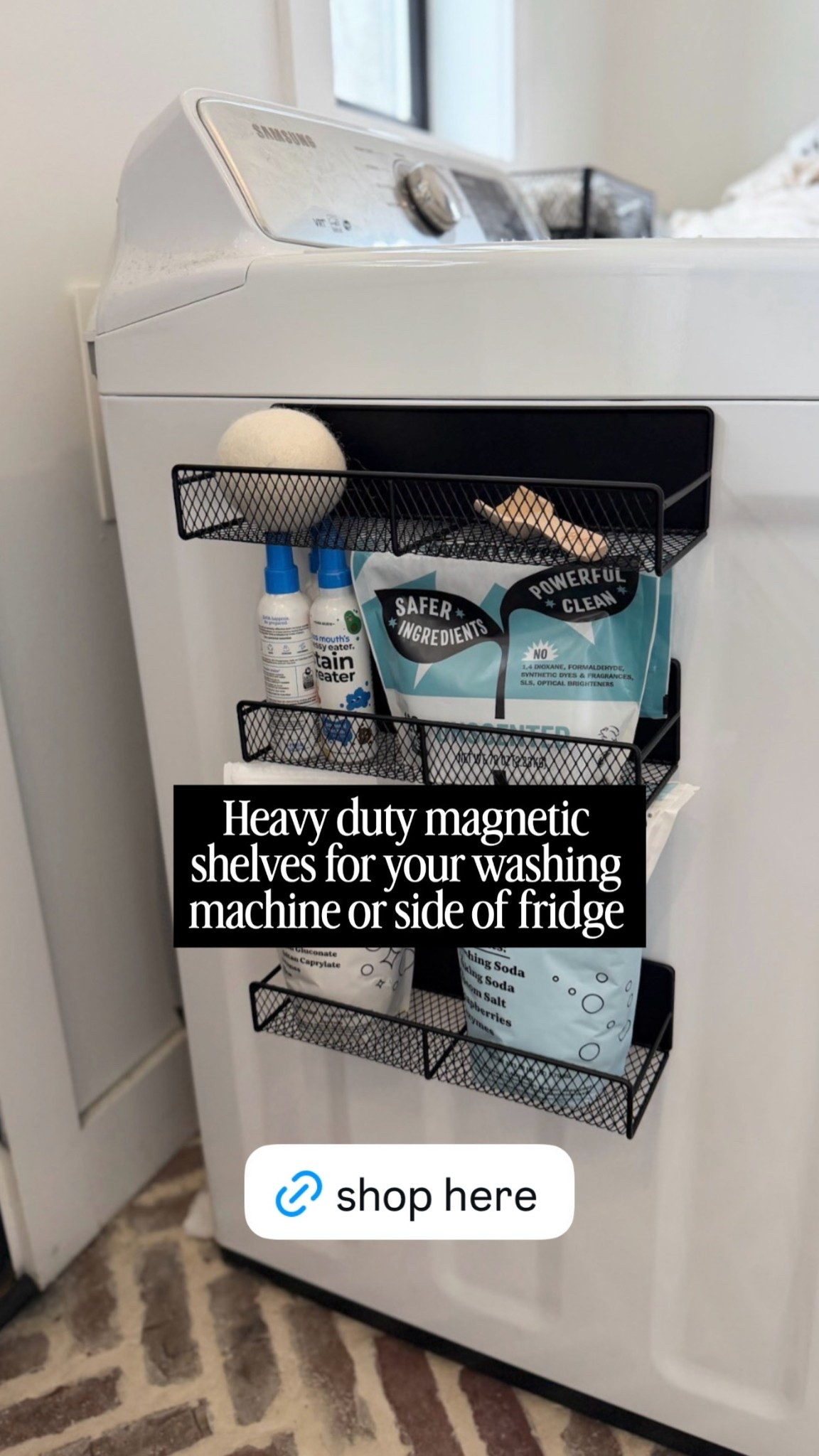 Heavy duty magnetic shelves for your washing machine or side of fridge!

#LTKSeasonal #LTKdayinmylife #LTKHome