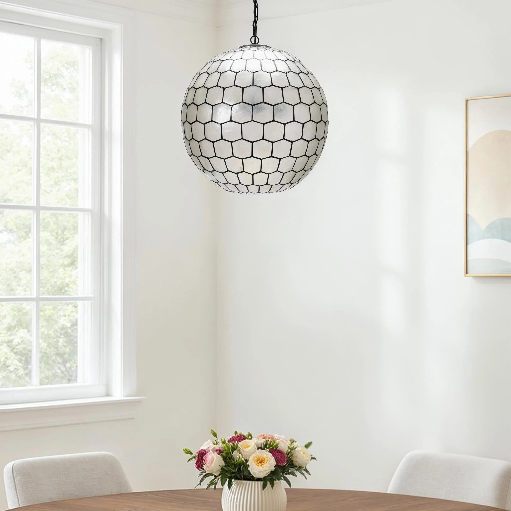 Everly Quinn Abbington 1 - Light Unique Globe Pendant with Capiz Accents & Reviews | Wayfair | Wayfair North America