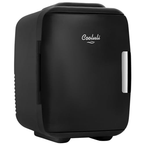 Cooluli Mini Fridge for Bedroom - Car, Office Desk & Dorm Room - Portable 4L/6 Can Electric Plug In Cooler & Warmer for Food, Drinks, Skincare Beauty & Makeup - 12v AC/DC & Exclusive USB Option, Black | Amazon (US)