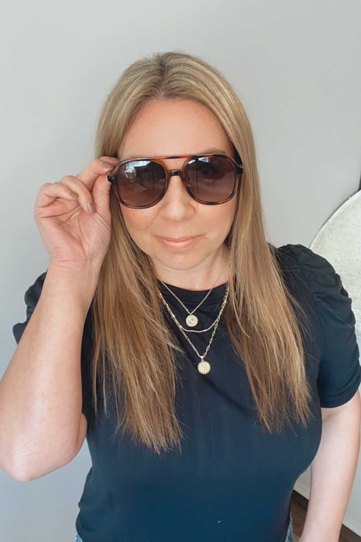 Affordable accessories- sunglasses, layered initial necklace

#LTKstyletip #LTKunder50 #LTKFind