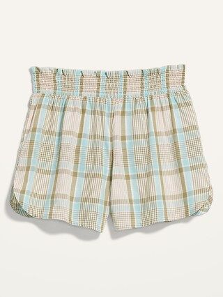 Smocked-Waist Plad Pajama Shorts for Women -- 4-inch inseam | Old Navy (US)