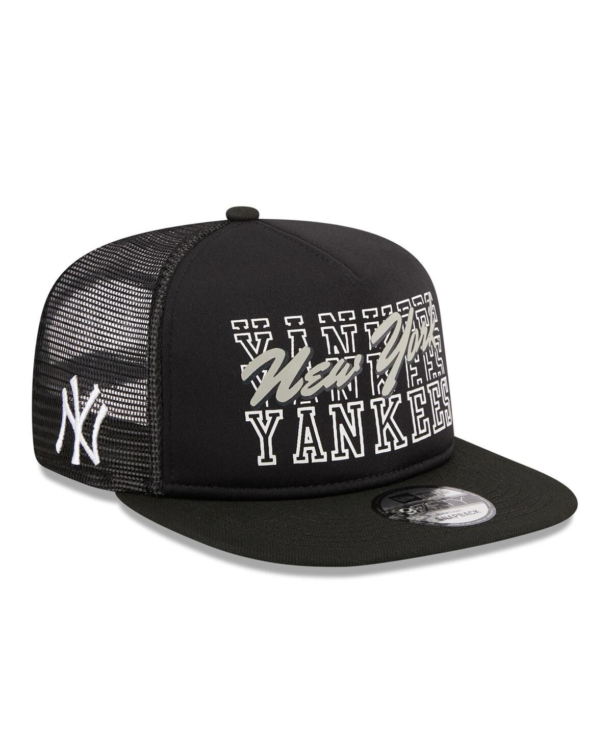 Men's New Era Black New York Yankees Street Team A-Frame Trucker 9FIFTY Snapback Hat - Black | Macy's