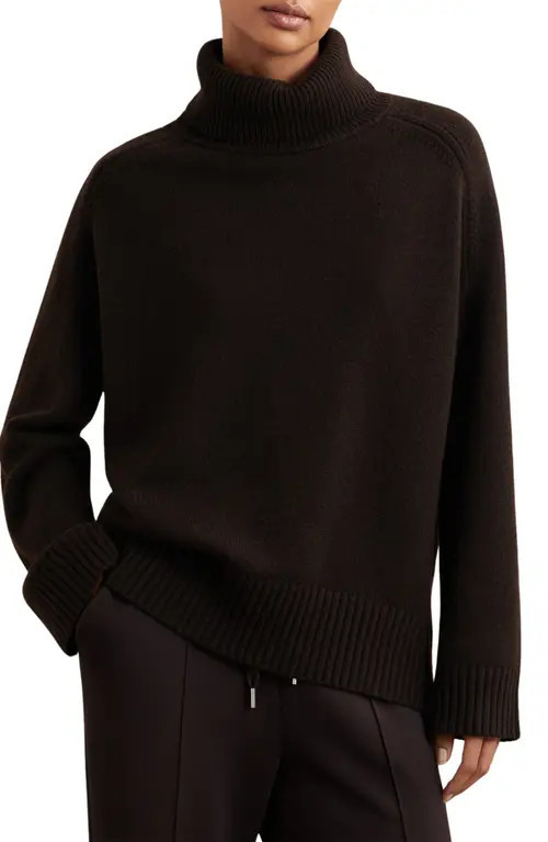 Reiss Brooklyn Wool & Cashmere Turtleneck Sweater in Chocolate Brown at Nordstrom, Size X-Small | Nordstrom