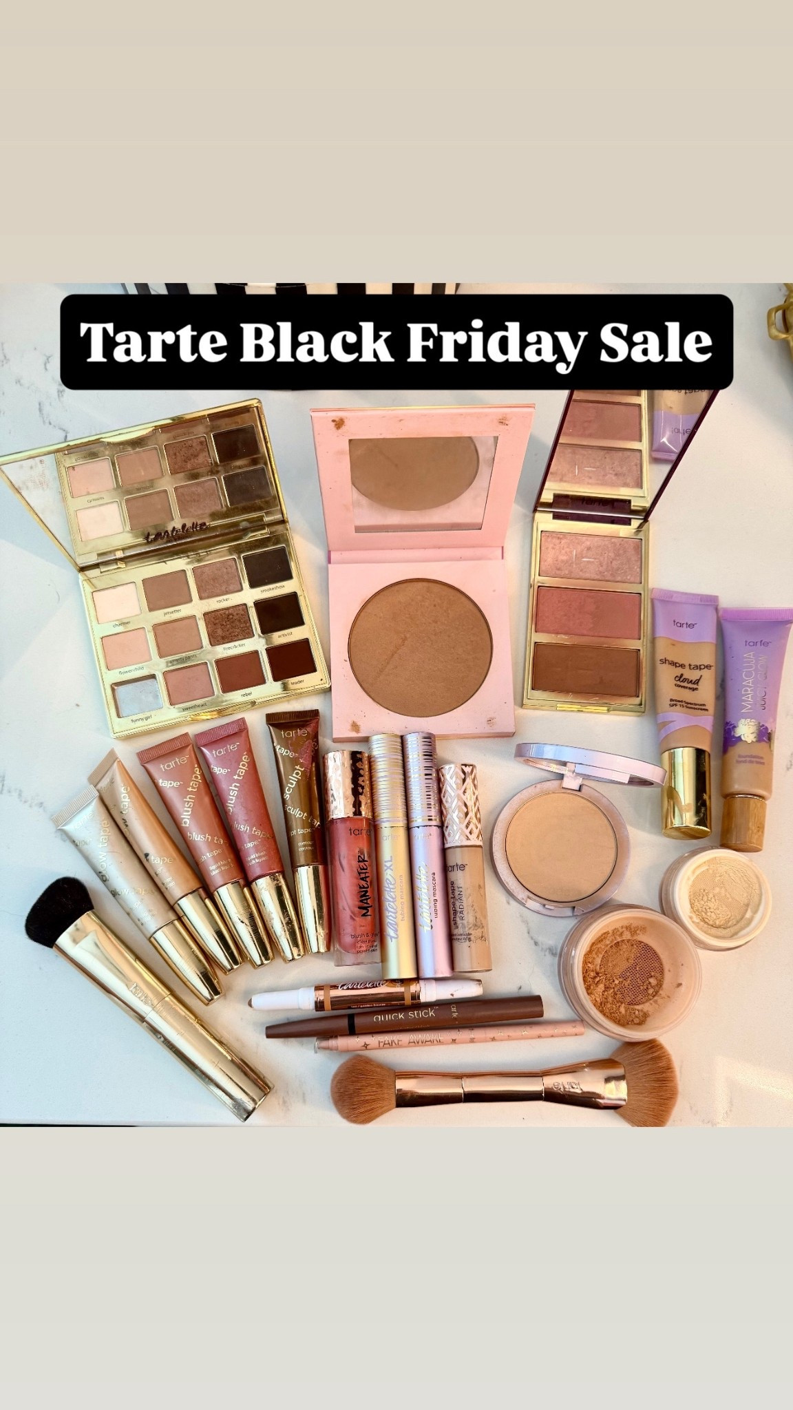 Use code: CYBERSZN to get the deals!
Tarte Black Friday deals! Here are my faves. I’ll put my shades below!
I’m light medium neutral in all powder, concealer, and foundation and it’s a very versatile shade for lots of skin tones. In the setting powder I use the yellow shade!
Glowtape(highlighter)- Pearl glow and golden glow are my faves.
Blush tape- Berry and I also love peach! 
Sculpt tape(contour)- med cool bronze.
Maneater liquid blush- currently using coral but I’ve loved many shades in this one. 
Both tubing mascaras are great but I’m loving the gold bottle one right now and I’m getting the tubing primer
To go with it because I hear it’s even better! 
Amazon bronzer is great for face and extra contouring and all over including neck and chest and is waterproof. 


#LTKCyberWeek #LTKGiftGuide #LTKBeauty
