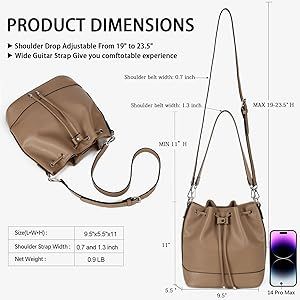 AFKOMST Bucket Bags and Purses For Women Drawstring Hobo and Shoulder Handbags with 2 Detachable ... | Amazon (US)