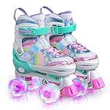 SULIFEEL Rainbow Unicorn 4 Size Adjustable Light up Roller Skates for Girls Boys for Kids | Amazon (US)