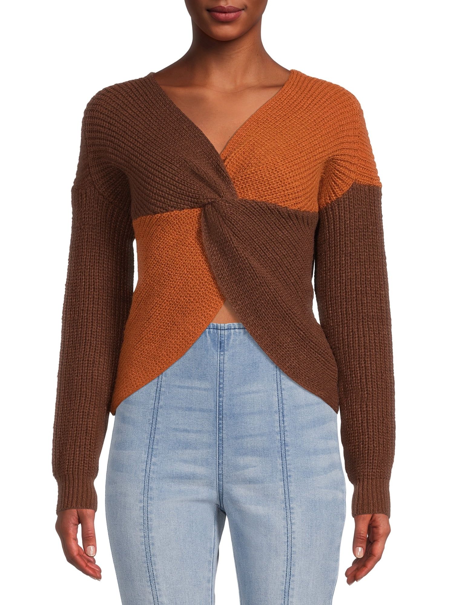 No Boundaries Junior's Twisted Front Sweater | Walmart (US)