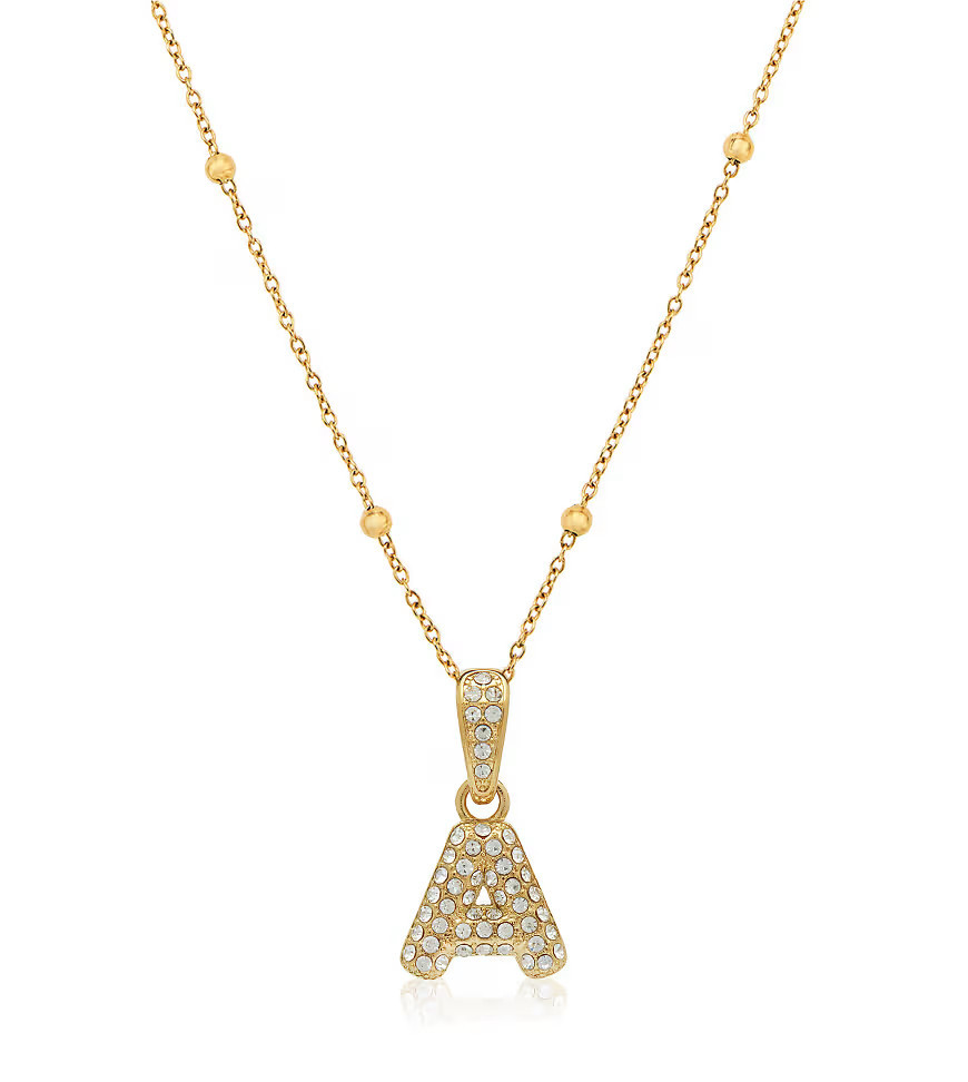 Abbott Lyon bubble A initial necklace in 18k gold plated waterproof stainless steel | ASOS (Global)