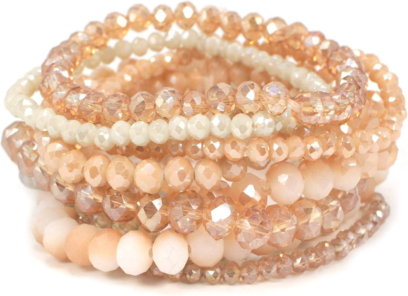 Bohemian 9 Strands Crystal Beaded Multi-Layer Stacking Elastic Bracelets - Versatile Stretch Stra... | Amazon (US)