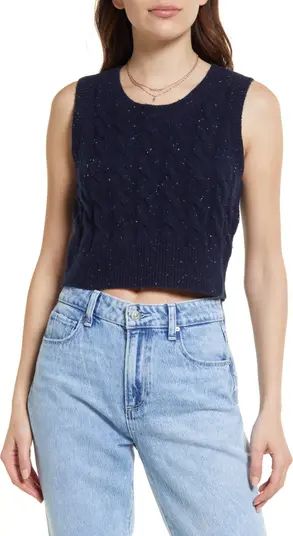 Treasure & Bond Crop Cable Knit Cotton Blend Sweater Tank | Nordstrom | Nordstrom