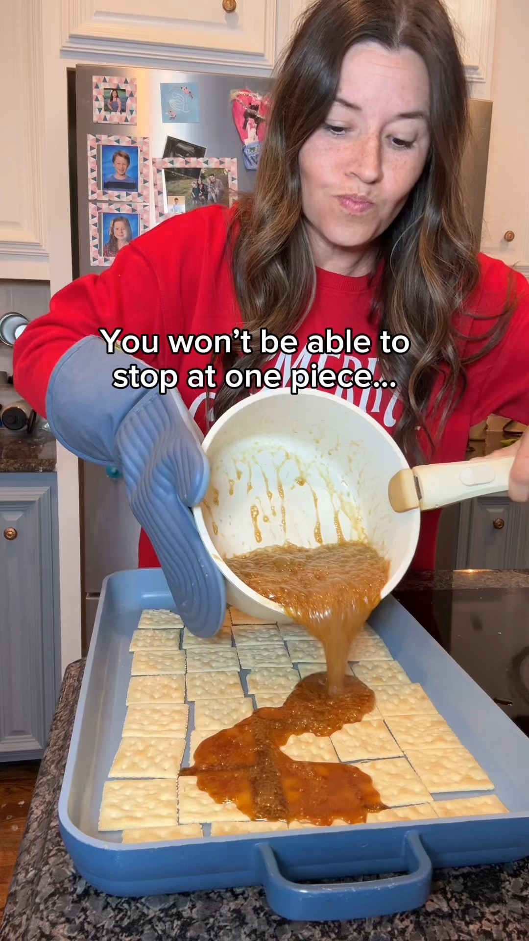 This is the one holiday treat that completely disappears every year!  Saltine Cracker Toffee (aka Christmas Crack)!

My friend Natalie taught me how to make it when we were in podiatry school, and I’ve made it every Christmas since. It’s so easy, buttery, and addicting… there’s never a crumb left!

✨ Here’s how to make it:

Ingredients:

1 sleeve Saltine crackers (about 40)
1 cup (2 sticks) butter
1 cup brown sugar
2 cups semi-sweet chocolate chips

Optional: sprinkles, chopped nuts, or crushed peppermint

Instructions:
1️⃣ Line a baking sheet with foil or parchment paper (yes I forgot 😅) and spray with nonstick.
2️⃣ Arrange Saltines in a single layer.
3️⃣ In a saucepan, melt butter and brown sugar. Bring to a boil for 3 minutes (stir constantly).
4️⃣ Pour the now caramel mixture over crackers and spread evenly.
5️⃣ Bake at 400°F for 5–6 minutes, until bubbly.
6️⃣ Remove from oven and sprinkle chocolate chips on top. Let melt, then spread evenly.
7️⃣ Add toppings if desired, then chill until firm.
8️⃣ Break into pieces and try not to eat the whole tray.

🎁 Perfect for holiday parties, gifting, or cookie exchanges!

💬 Comment TOFFEE and I’ll send you the links to supplies needed!

📲 Follow @makingfrugalfun for more frugal + festive recipes and DIY ideas all season long!

#LTKHoliday #LTKfoodie #LTKHome