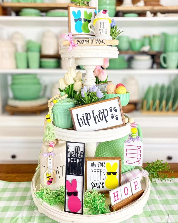 Easter / Spring Tiered Tray Set Oh for Peeps Sake Peep | Etsy | Etsy (US)